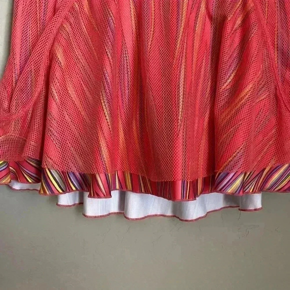 Nike Dri-Fit‎ Skort Mesh Overlay Coral Striped XS - Picture 5 of 9